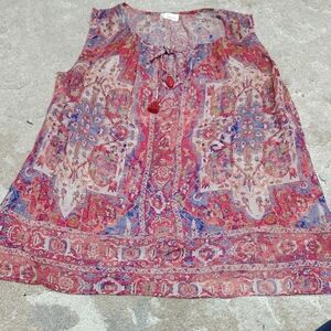 Ecru Multicolor Patterned Top